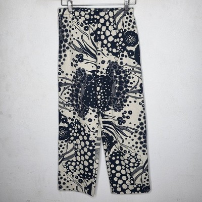 Bryn Walker Fiori D'Acqua Cropped Pants Size S Navy Botanical Print Jacquard