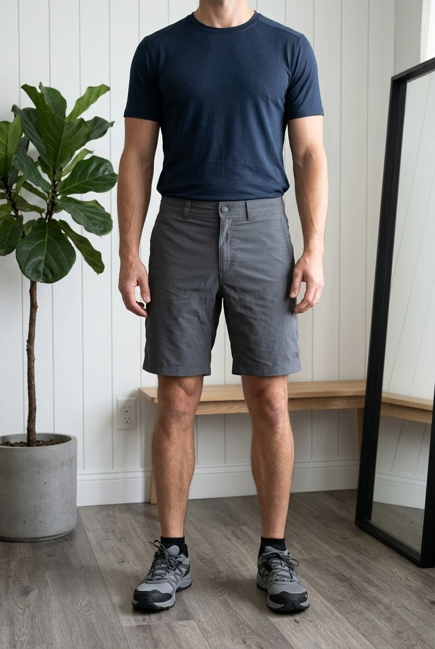 The North Face Men's 34 Cargo Shorts Grey Ripstop Hiking Lightweight