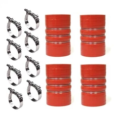 New 4Pcs Silicone Charge Air Cooler Hump Hose Set 4 Inch 4" x 6" W/8 Clamps