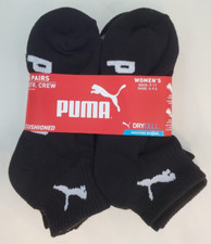 Puma Women's Drycell Qter Crew socks 6 pack Black size 9-11