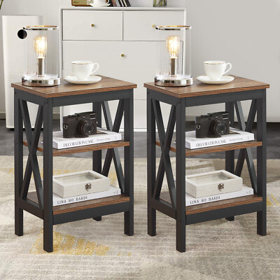 Set of 2 Nightstands Bedroom Bedside End Tables Sofa Side Tables Storage Shelf