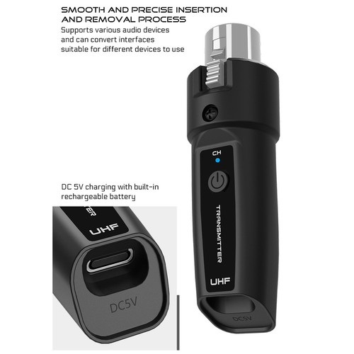 UHF Wireless Microphone Converter XLR Transmitter Receiver Microphone System NEW - Picture 8 of 32