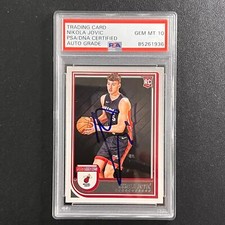 2022-2023 Panini Hoops #256 Nikola Jovic Signed Card PSA AUTO 10 RC Slabbed Heat