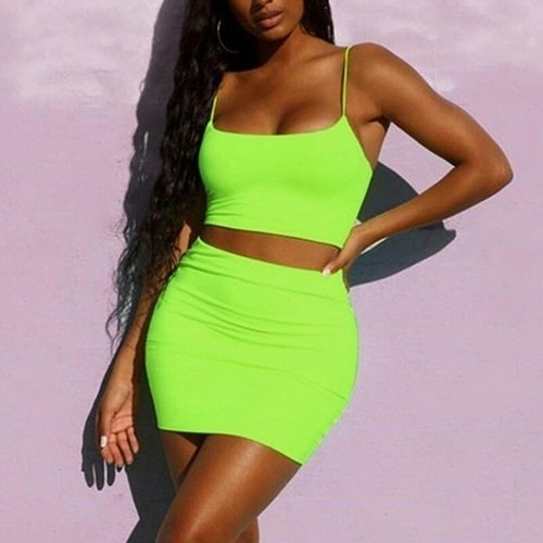 Women Fashion Summer Neon Green Orange 