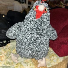 Adore Standing Roxy Chicken Hen Plush Stuffed Animal Black White Realistic 12 in