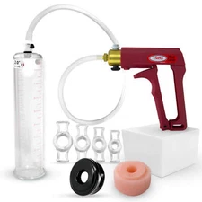 LeLuv Penis Pump MAXI | Clear Hose, 9"/12" Length | 4 Rings, Donut & Sleeve