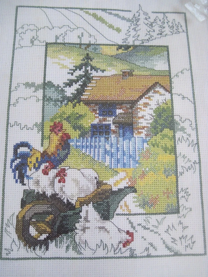 Permin Of Copenhagen Counted Cross Stitch Sampler Rooster & Hens on the Farm NOS - Image 2 of 4
