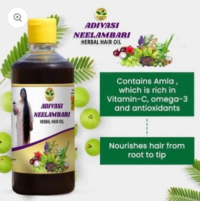 100% PURE Adivasi Neelambari Herbal Pure Original Hair Oil,Fall,Growth,Anti Dandruff,shiny
