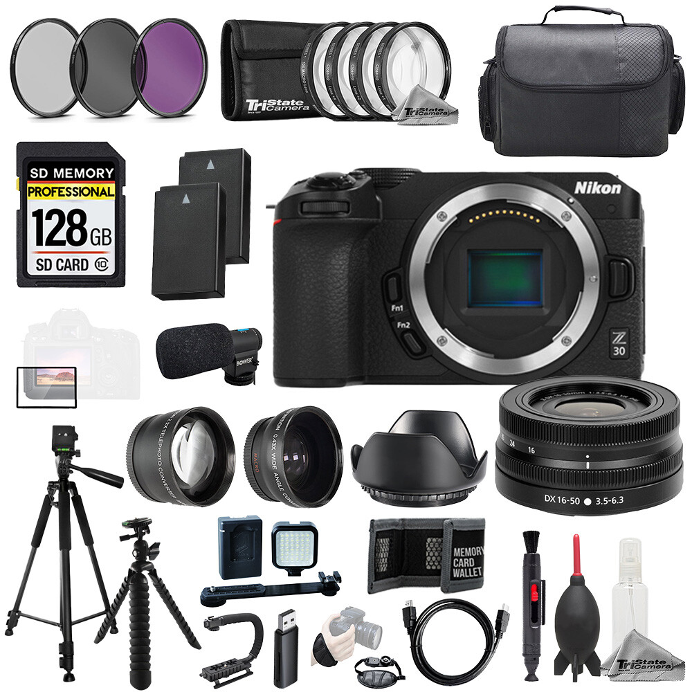 Nikon Z30 + Z DX 16-50mm f/3.5-6.3 VR Lens + Mic +128GB + 9 PC