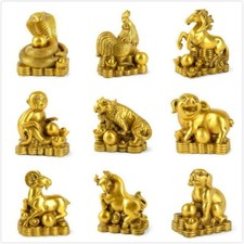 Chinois Laiton Zodiaque Animaux Statue Antique Feng-Shui Ornements Décor Maison