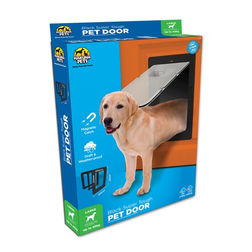 Hakuna Black Large Rectangle Timber Door Dog Pet Door Suits Up To