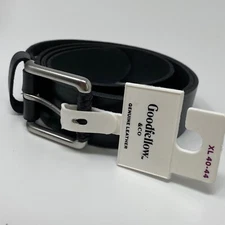 Goodfellow & Co Mens XL 40 - 44 Belt Black Leather Silver Tone Buckle