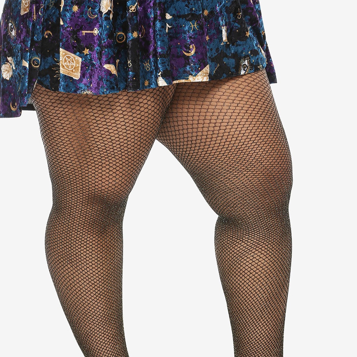 Sparkle Rhinestone Glitter Fishnet Tights Plus Size PLUS SIZE GOLD