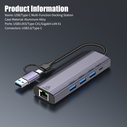 USB C to Ethernet Adapter Type-C USB 3.0 to RJ45 Network LAN 1G Gigabit 1000Mbps - Picture 6 of 12