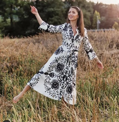 zara printed shirt dress ecru