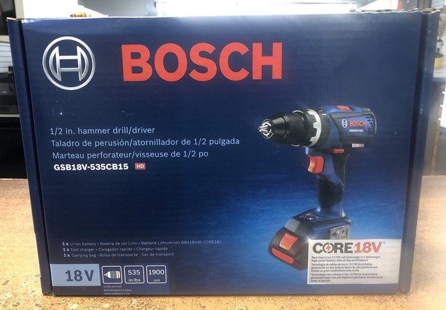 Bosch Core 18v 1 2 Hammer Drill Driver Kit Gsb18v 535cb15 For Sale Online Ebay