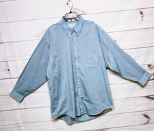 Enro Mens Pima Pin-Point Oxford Shirt Size 18.5 Tall Blue Button Up Long Sleeve
