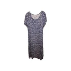 Jennifer Moore Dress Size L Blue Floral Rayon Vintage 0660