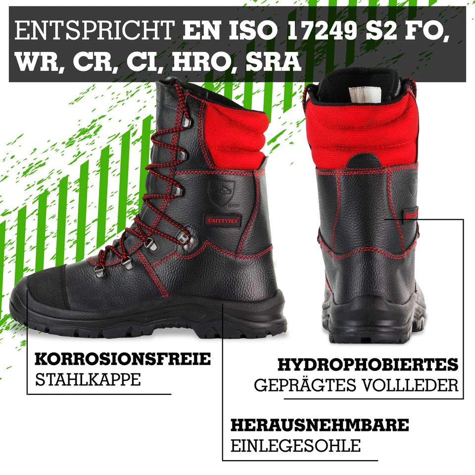 Forststiefel Schnittschutzstiefel Waldarbeiterstiefel Leder Forst Schnürstiefel - Bild 4 von 4