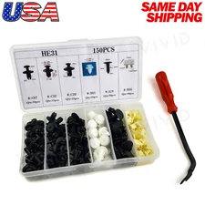 150pc Set Plastic Rivets Fender Bumper Push Pin Clips w/ Removal Tool for Chevy