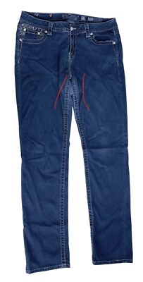 Miss Me Jeans Women Size 33 Blue Easy Skinny Mid Rise Denim Cotton Blend *READ*