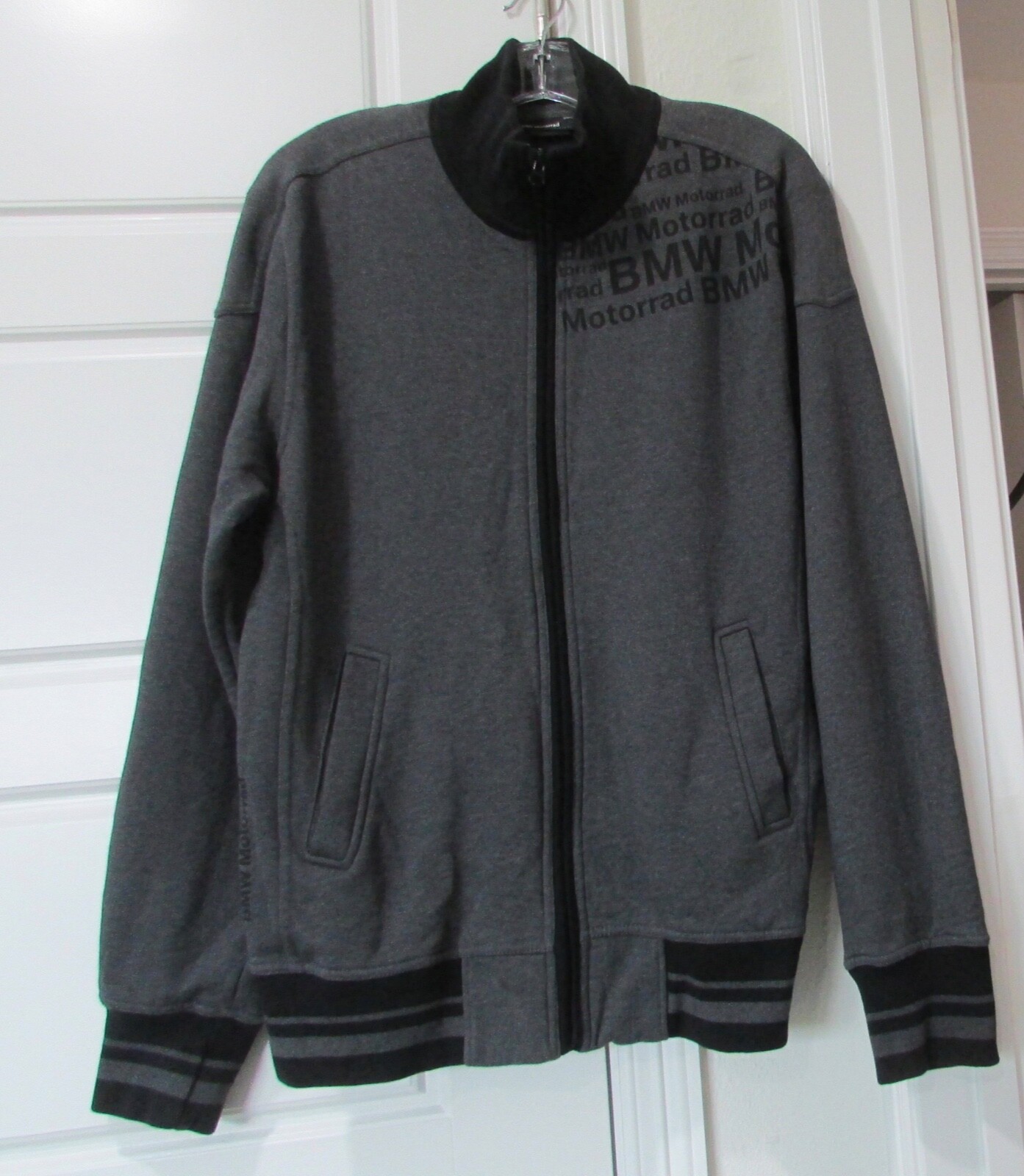 BMW Motorrad Grey Zipper Bomber Jacket Men's Size L - Gem