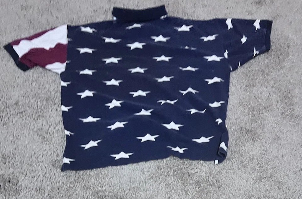 Camisa Polo Old Glory Cuello Hombre Rojo Blanco y Azul Rayas Talla Grande Foto 4 de 4