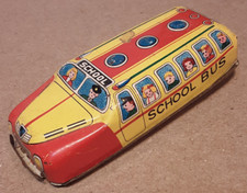ViNTAGE YELLOW SCHOOL BUS 3.25" TIN FRiCTiON TOY MADE IN JAPAN NAKAMURA 1950s