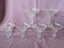 VTG Rastal Glass Fan Flair Pedestal Dessert Dish Set-6 Ice Cream Bowl