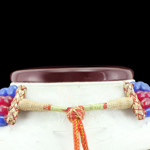 WONDERFUL AMAZING 743.00 CTS EARTH MINED 4 LINE RUBY & SAPPHIRE BEADS NECKLACE - Image 3 of 3