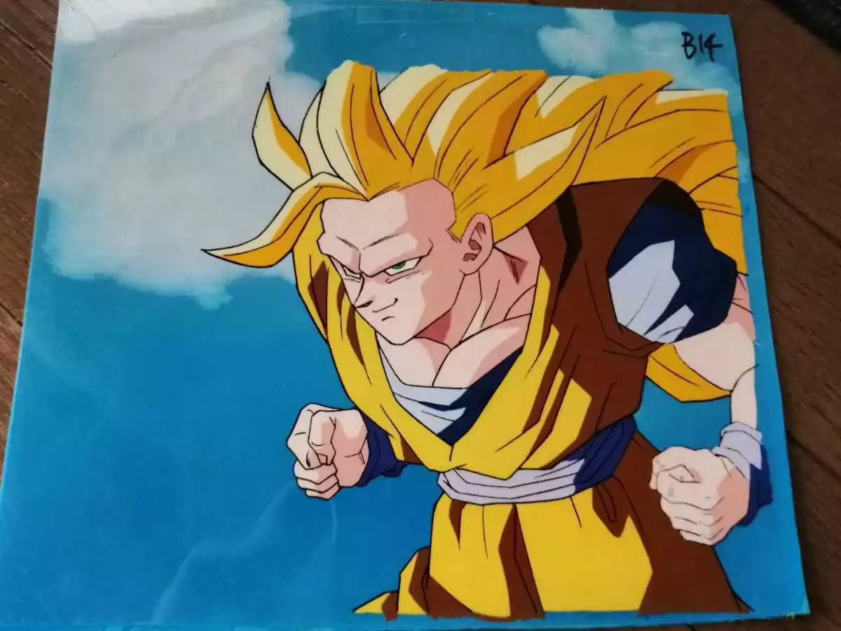 Anime cel of Goku Super Saiyan 3 , in Maroin Eluasti's Art of Anime Comic  Art Gallery Room