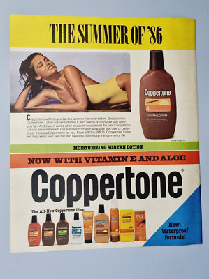 COPPERTONE Lotion Vintage Magazin Anzeige Werbung Original 80er
