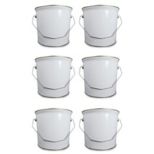 Empty 2.5 Litre Metal Paint Bucket Tin Cans Complete With Lids, Pack of 6