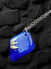 blue sea glass pendant necklace