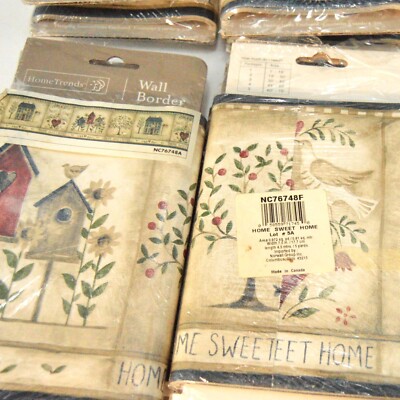 Vtg Home Trends Wallpaper Border Home Sweet Home Lot of (2)  7'' wide x 5 yd long