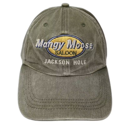 Ouray Mangy Moose Saloon Jackson Hole Green Yellow Baseball Cap Hat Cotton OS