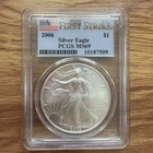 2006 US Silver Eagle $1 PCGS MS69 First Strike Flag Label