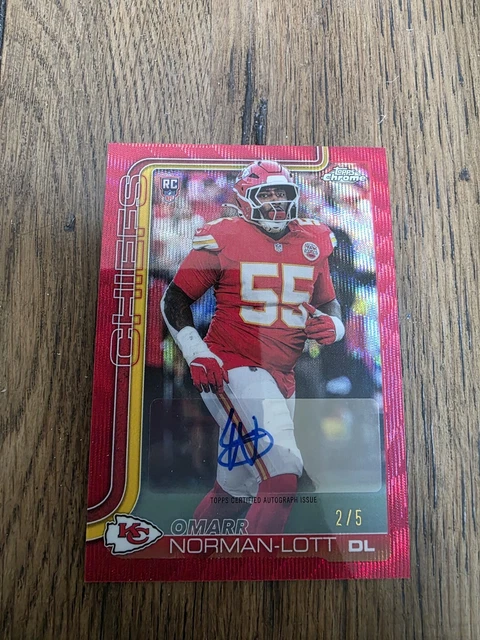 2025 Topps Chrome Football Omarr Norman-Lott Chiefs Rookie Auto Red /5 🔥 Rc