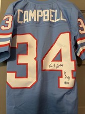 Earl Campbell Signed Oilers Mitchell & Ness Legacy Jersey Inscribed 