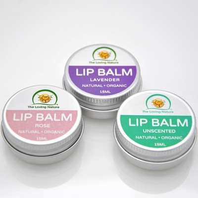 Bio Lippenbalsam 15ml - unparfümiert, Lavendel oder Rose | für trockene, rissige Lippen