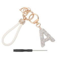 Initial Letter Keychain Letter A - Initial Wristlet KeyChain White