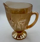 VTG Jeanette Depression Iris & Herringbone Large Pitcher Iridescent Marigold