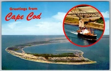 Vtg Postcard Sagamore Bridge Canal Cape Cod, MA 1950s