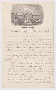 E6842: 1868 Vassar College Illustrated Letterhead Letter