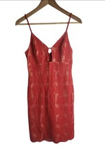 Lulus Women's Red Lace Midi Dress V-Neck, Sleeveless, Spaghetti Straps, Size S