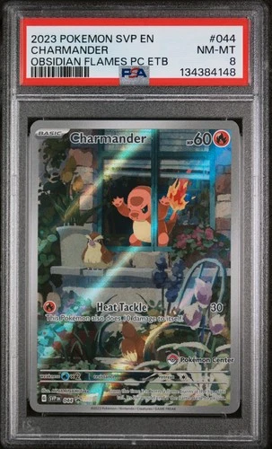 2023 POKEMON OBSIDIAN FLAMES POKEMON CENTER ELITE TRAINER BOX CHARMANDER PSA 8