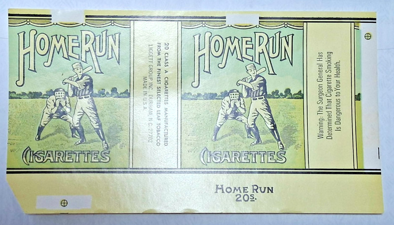 Home Run Cigarette paper 1960's reprint