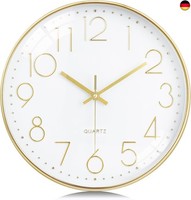 Lafocuse 3D Ziffern Lautlos Wanduhr Gold, 30Cm Modern Ohne TickgeräUsche,