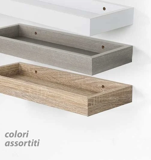 MENSOLA DA PARETE CONTENITORE SOSPESA LEGNO CLASSICO MODERNO COLOR 60*15*4 CM - Immagine 3 di 4