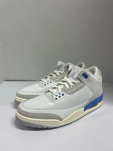 Scarpe sneakers Air Jordan 3 retrò Lucky Shorts CT8532 101 taglia 11 UNC bianco blu